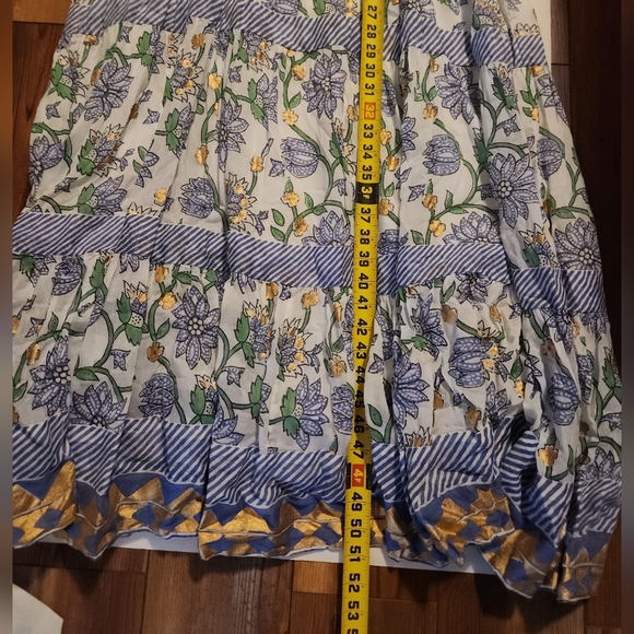 Oliphant V-Neck Cuffed Maxi Dress Women's L Presidio Blue Print Floral - Picture 6 of 6